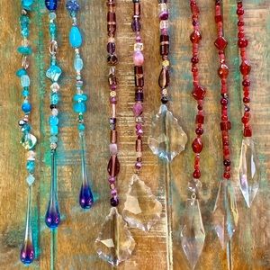 Beaded Sun Catcher Czech Glass & Vintage Italian Crystal (See Description)